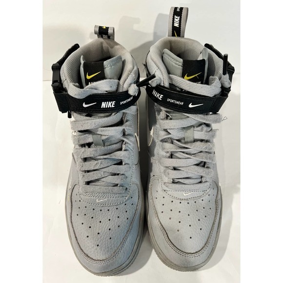Nike Air Force 1 Mid Utility Wolf Grey Black size 7Y - Picture 2 of 12